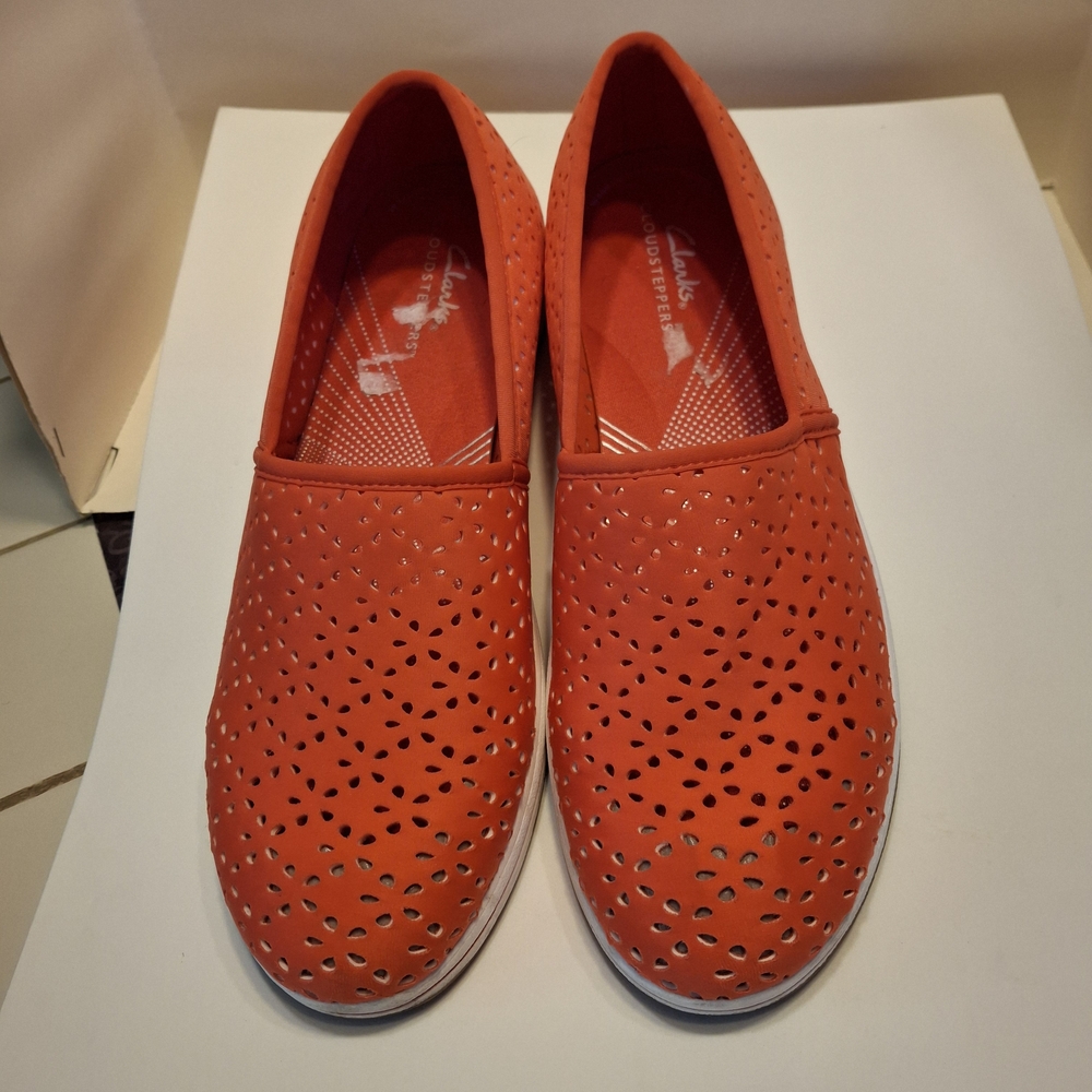 Clarks Orange Perforated Flats